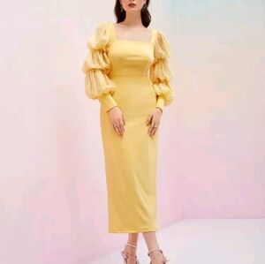SHEIN Yellow Long Sleeve‎ Dress